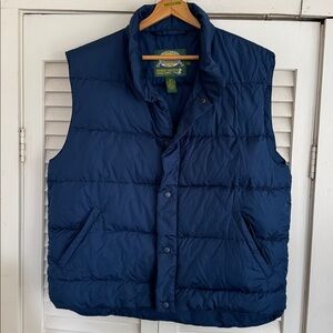 Cabelas Premier Northern Goose Down Puffer Vest Mens Size L Blue